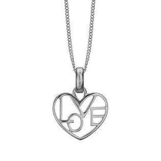 Christina Collect 925 sterling silver Loveable Beautiful heart with LOVE inside and with a white topaz on the chain clasp, model 680-S05